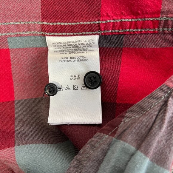 Columbia 100% Cotton Red & Grey Long-Sleeve Button-Up SZ Small - Picture 4 of 6